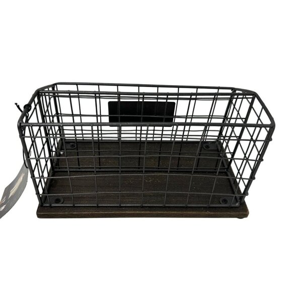 Rae Dunn LETTERS Wire Mail Basket Organizer Wood Base Farmhouse Office Decor - Picture 3 of 12